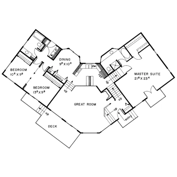 Modern House Plan First Floor - Garrett Contemporary Home 085D-0087 - Search House Plans and More