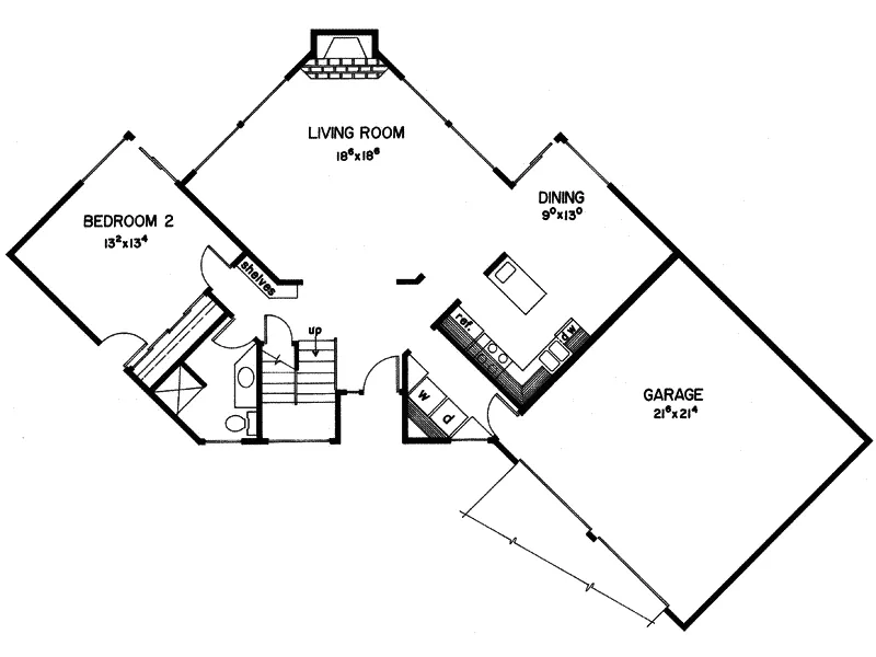 Mountain House Plan First Floor - Randwick Rustic Home 085D-0088 - Shop House Plans and More