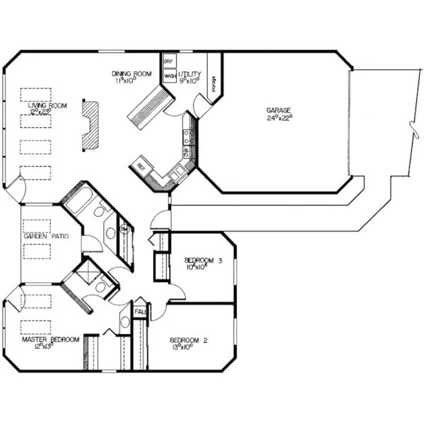 Lake House Plan First Floor - Mackinaw Rustic Ranch Home 085D-0089 - Shop House Plans and More