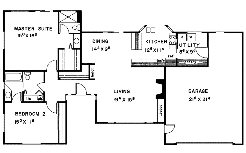 Ranch House Plan First Floor - Frankfort Ranch Home 085D-0091 - Search House Plans and More