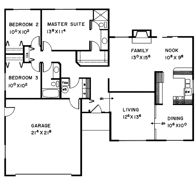 Ranch House Plan First Floor - Sullivan Oak Ranch Home 085D-0093 - Shop House Plans and More