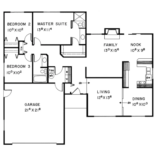 Traditional House Plan First Floor - Sullivan Oak Ranch Home 085D-0093 - Shop House Plans and More