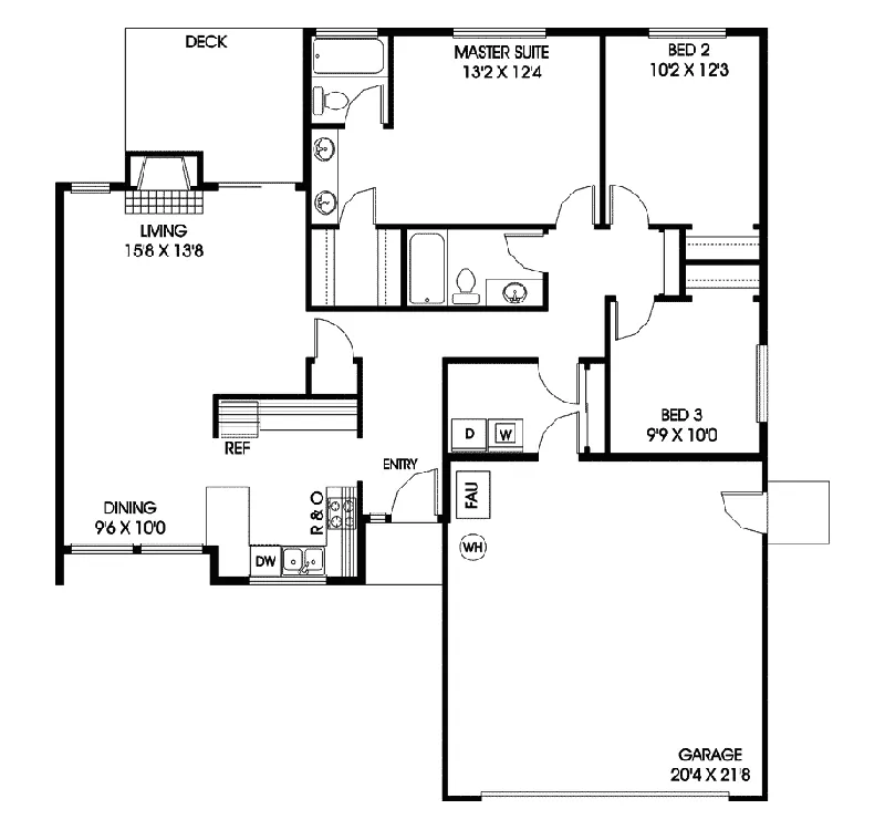 Ranch House Plan First Floor - Riverfront Rustic Ranch Home 085D-0098 - Shop House Plans and More