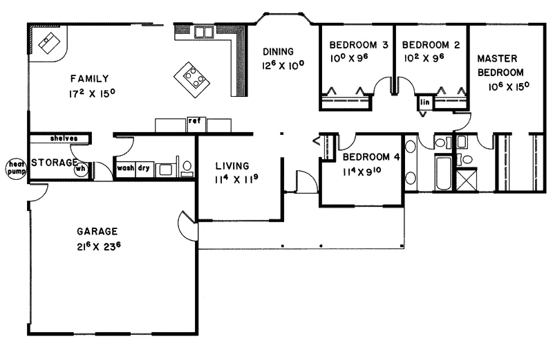 Ranch House Plan First Floor - Laudrey Ranch Home 085D-0100 - Shop House Plans and More