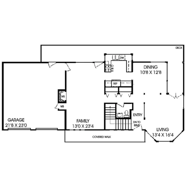 Ranch House Plan First Floor - Rosewood Rustic Home 085D-0103 - Shop House Plans and More