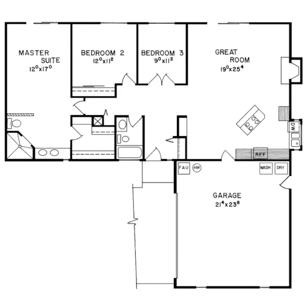 Traditional House Plan First Floor - Latrobe Country Ranch Home 085D-0115 - Shop House Plans and More