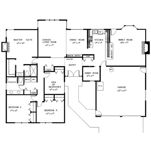 Ranch House Plan First Floor - Thurman Point Contemporary Home 085D-0121 - Shop House Plans and More