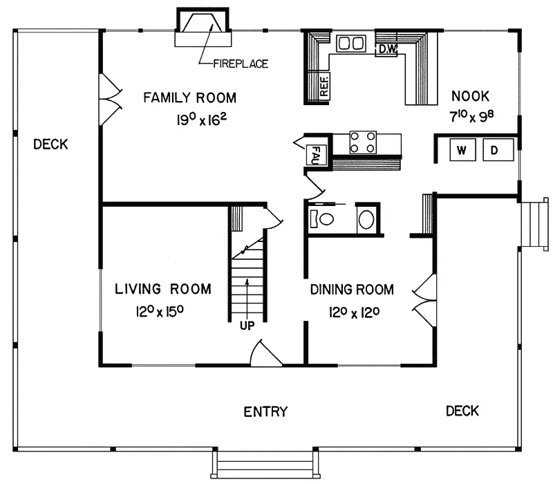 Waterfront House Plan First Floor - Tablerock Acadian Home 085D-0122 - Shop House Plans and More