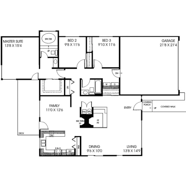 Ranch House Plan First Floor - Clarks Hollow Ranch Home 085D-0123 - Search House Plans and More