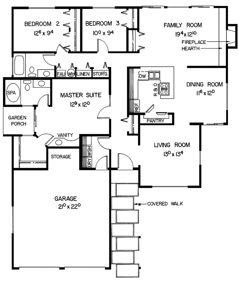 Contemporary House Plan First Floor - Cheneaux Country Home 085D-0124 - Search House Plans and More