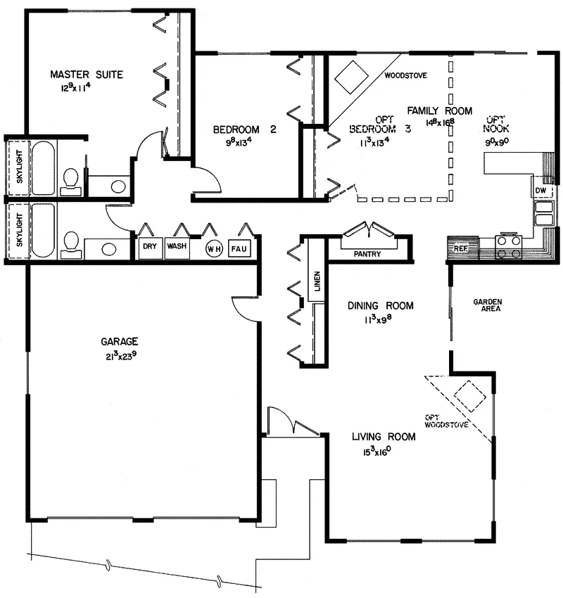 Contemporary House Plan First Floor - Brendon Ferry Country Ranch Home 085D-0125 - Search House Plans and More