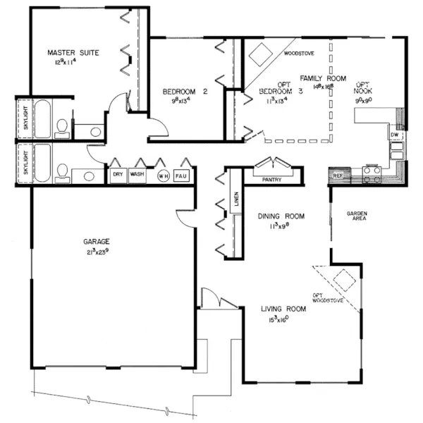 Country House Plan First Floor - Brendon Ferry Country Ranch Home 085D-0125 - Search House Plans and More