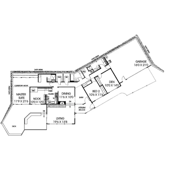 Mountain House Plan First Floor - Ambrose Berm Home 085D-0126 - Search House Plans and More