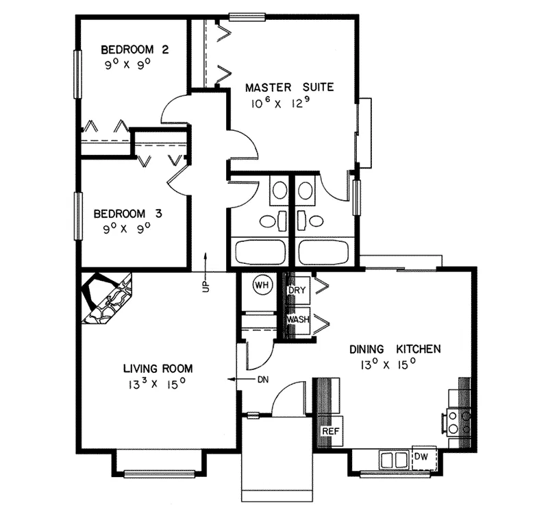 Country House Plan First Floor - Eggering Cabin Home 085D-0137 - Search House Plans and More