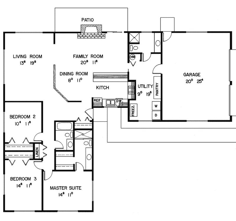 Country House Plan First Floor - Lanwside Ranch Home 085D-0138 - Shop House Plans and More