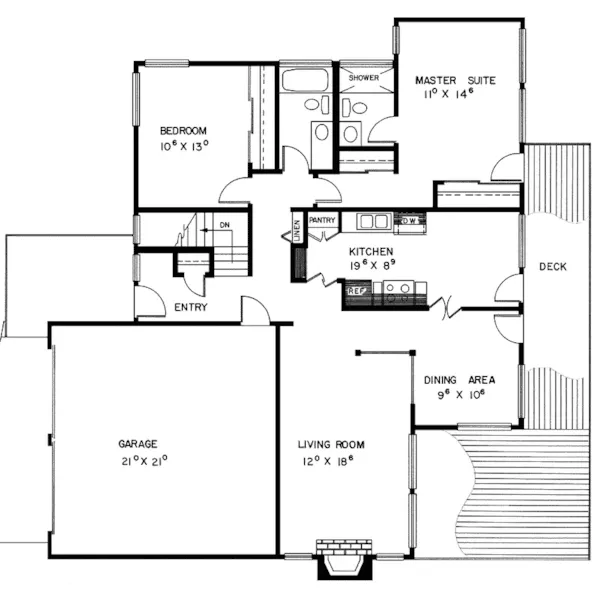 Contemporary House Plan First Floor - Pine Manor Rustic Home 085D-0145 - Shop House Plans and More