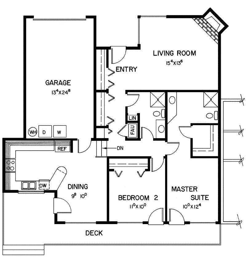 Ranch House Plan First Floor - Davis Creek Modern Duplex 085D-0146 - Search House Plans and More