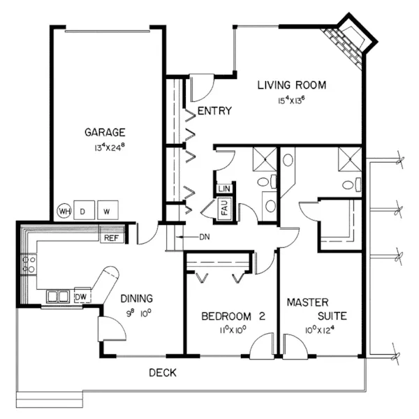 Contemporary House Plan First Floor - Davis Creek Modern Duplex 085D-0146 - Search House Plans and More