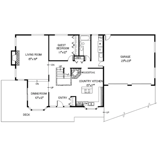 Contemporary House Plan First Floor - Horseshoe Lake Modern Home 085D-0147 - Search House Plans and More