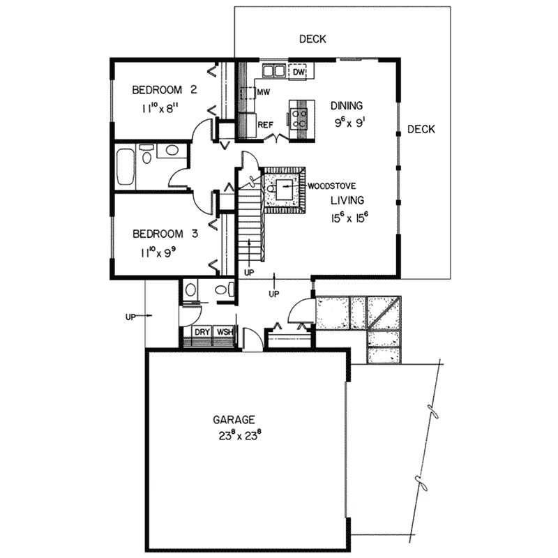 Cabin & Cottage House Plan First Floor - Sunbright Rustic Cabin Home 085D-0148 - Shop House Plans and More