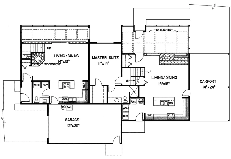 Modern House Plan First Floor - Banner Waterfront Duplex 085D-0149 - Search House Plans and More