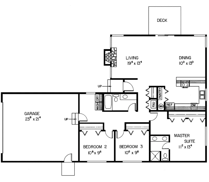 Ranch House Plan First Floor - Holmeswood Rustic Ranch Home 085D-0152 - Search House Plans and More