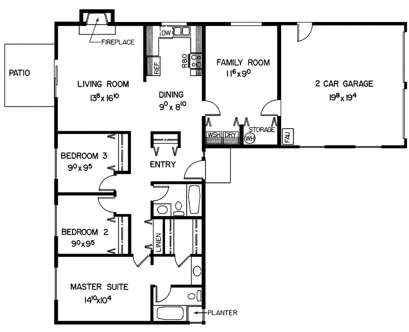 Ranch House Plan First Floor - Highland Park Country Home 085D-0155 - Search House Plans and More