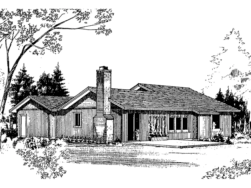 Ranch House Plan Front of Home - Callahan Lake Country Ranch Home 085D-0159 - Search House Plans and More