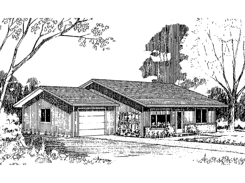 Traditional House Plan Front of Home - Lindenhurst Rustic Ranch Home 085D-0161 - Shop House Plans and More
