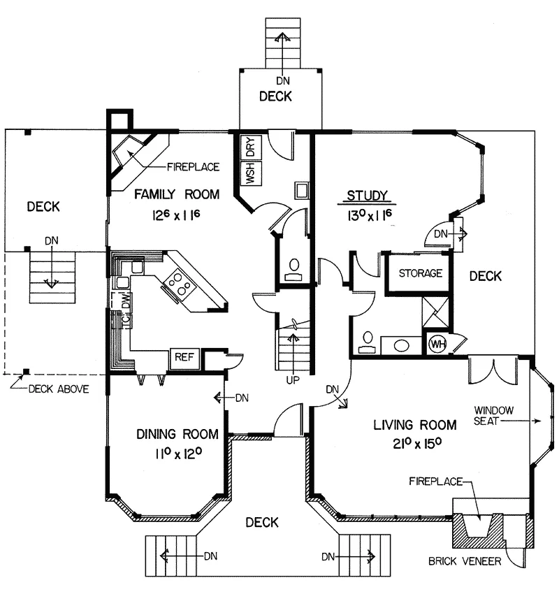 Lowcountry House Plan First Floor - Grover Hill Rustic Home 085D-0165 - Search House Plans and More
