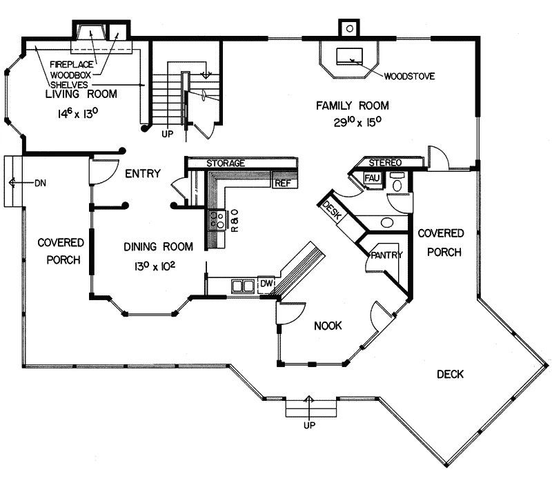 Contemporary House Plan First Floor - Benbush Modern Farmhouse 085D-0171 - Search House Plans and More