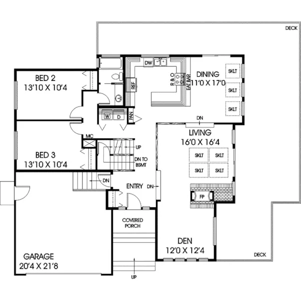 Traditional House Plan First Floor - Alcott Place Contemporary Home 085D-0172 - Search House Plans and More