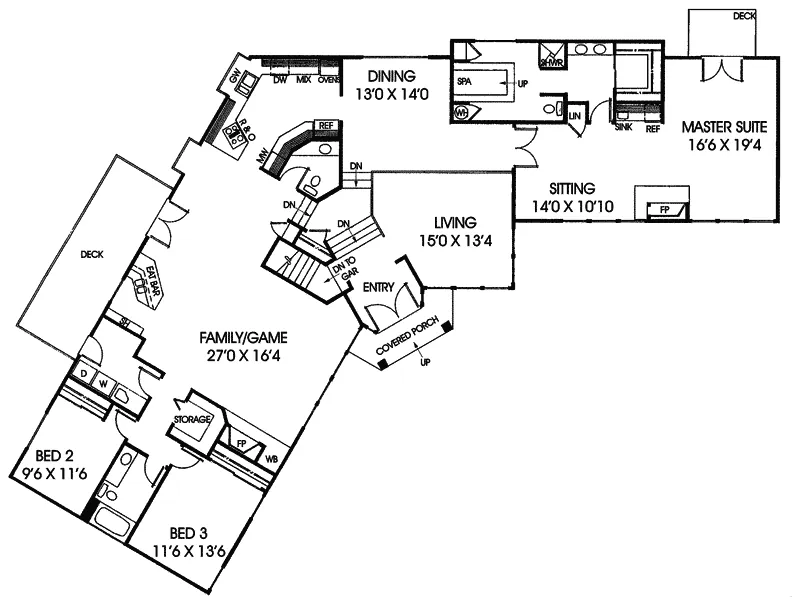 Modern House Plan First Floor - Castor River Modern Home 085D-0174 - Search House Plans and More