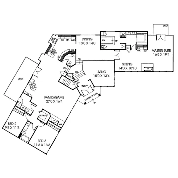 Ranch House Plan First Floor - Castor River Modern Home 085D-0174 - Search House Plans and More