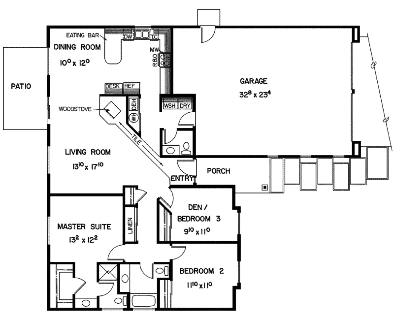 Ranch House Plan First Floor - Brynwick Country Ranch Home 085D-0175 - Search House Plans and More