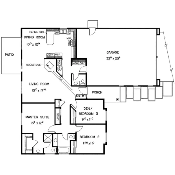 Ranch House Plan First Floor - Brynwick Country Ranch Home 085D-0175 - Search House Plans and More