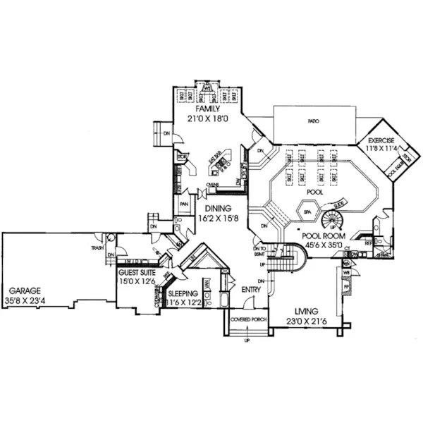 Modern House Plan First Floor - Dureau Contemporary Home 085D-0179 - Search House Plans and More