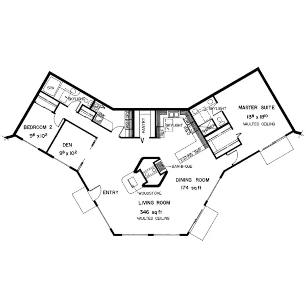 Ranch House Plan First Floor - Piney Point Rustic Home 085D-0180 - Shop House Plans and More