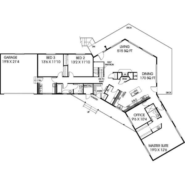 Vacation House Plan First Floor - Wilmer Ranch Home 085D-0182 - Shop House Plans and More