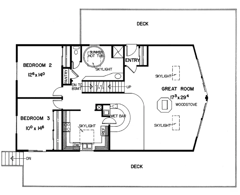 Contemporary House Plan First Floor - Tuckahoe Peak Mountain Home 085D-0184 - Shop House Plans and More