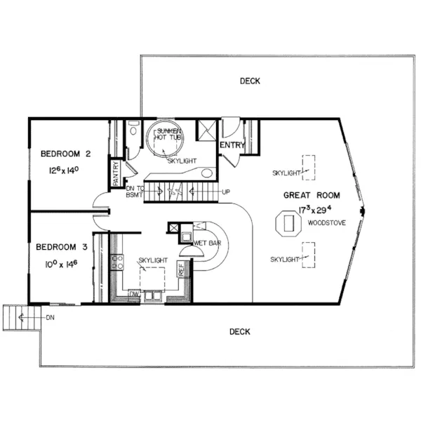 Waterfront House Plan First Floor - Tuckahoe Peak Mountain Home 085D-0184 - Shop House Plans and More