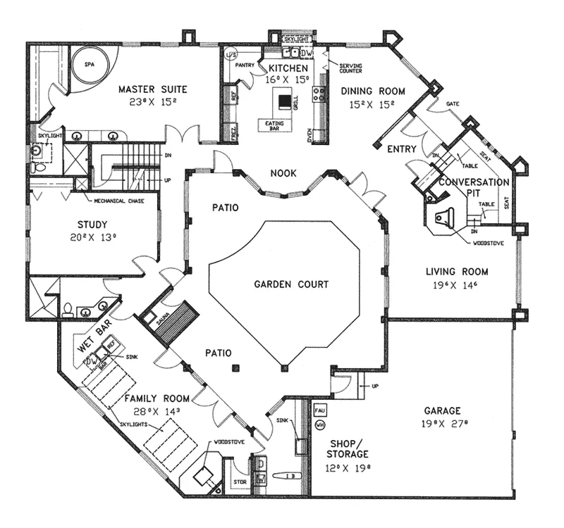 Contemporary House Plan First Floor - Biloxi Bay Luxury Vacation Home 085D-0185 - Search House Plans and More