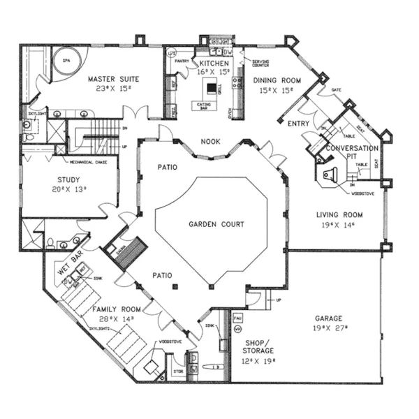 Country House Plan First Floor - Biloxi Bay Luxury Vacation Home 085D-0185 - Search House Plans and More