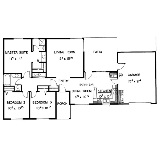 Ranch House Plan First Floor - Turkey Ridge Contemporary Home 085D-0188 - Shop House Plans and More