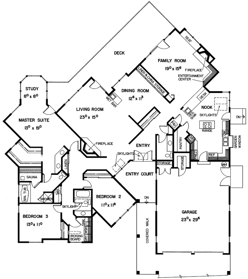 Modern House Plan First Floor - Rourke Ranch Home 085D-0189 - Shop House Plans and More