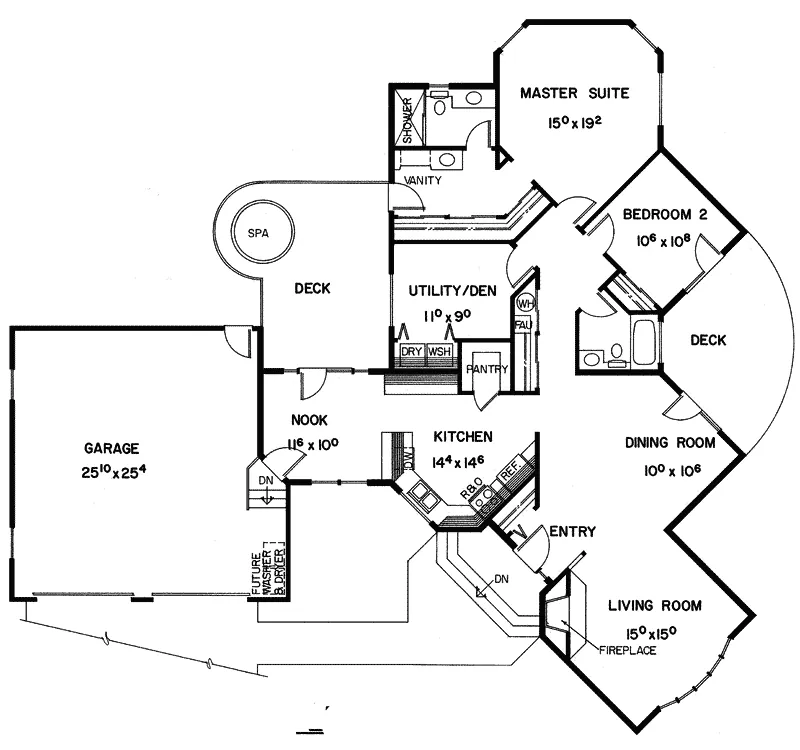 Ranch House Plan First Floor - Bellshill Contemporary Home 085D-0195 - Search House Plans and More