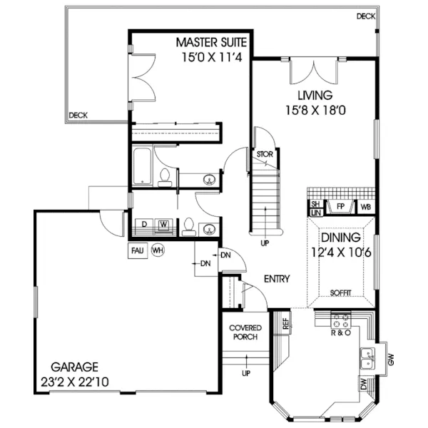 Craftsman House Plan First Floor - Eberhardt Traditional Home 085D-0197 - Search House Plans and More