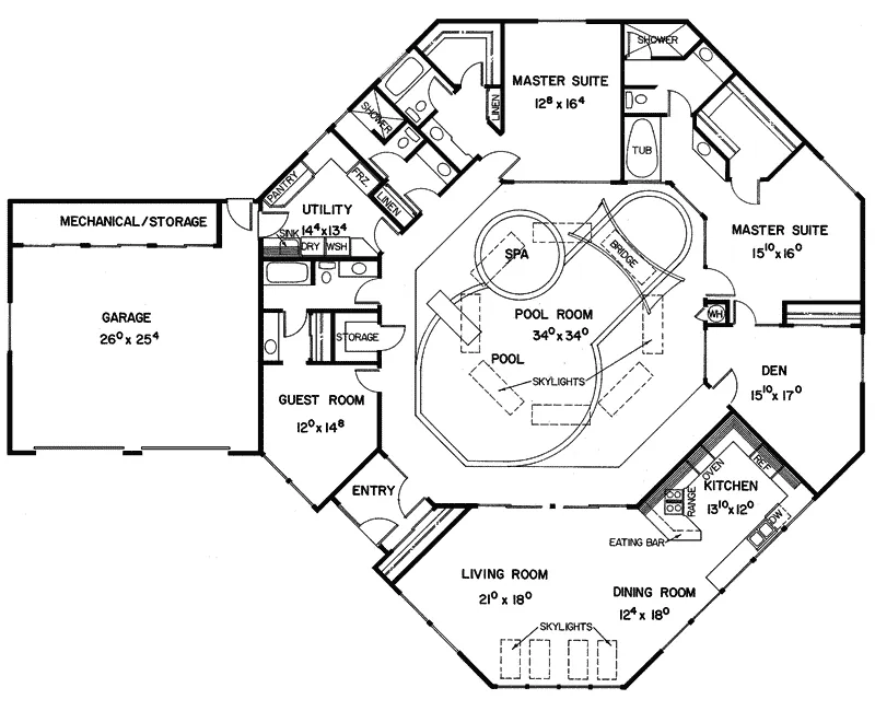 Ranch House Plan First Floor - Red Lake Falls Rustic Home 085D-0201 - Shop House Plans and More