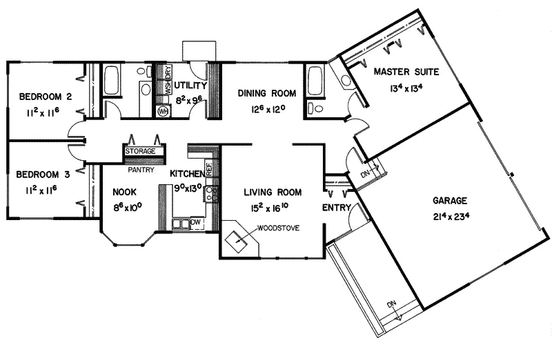 Craftsman House Plan First Floor - Monte Mill Ranch Home 085D-0202 - Shop House Plans and More