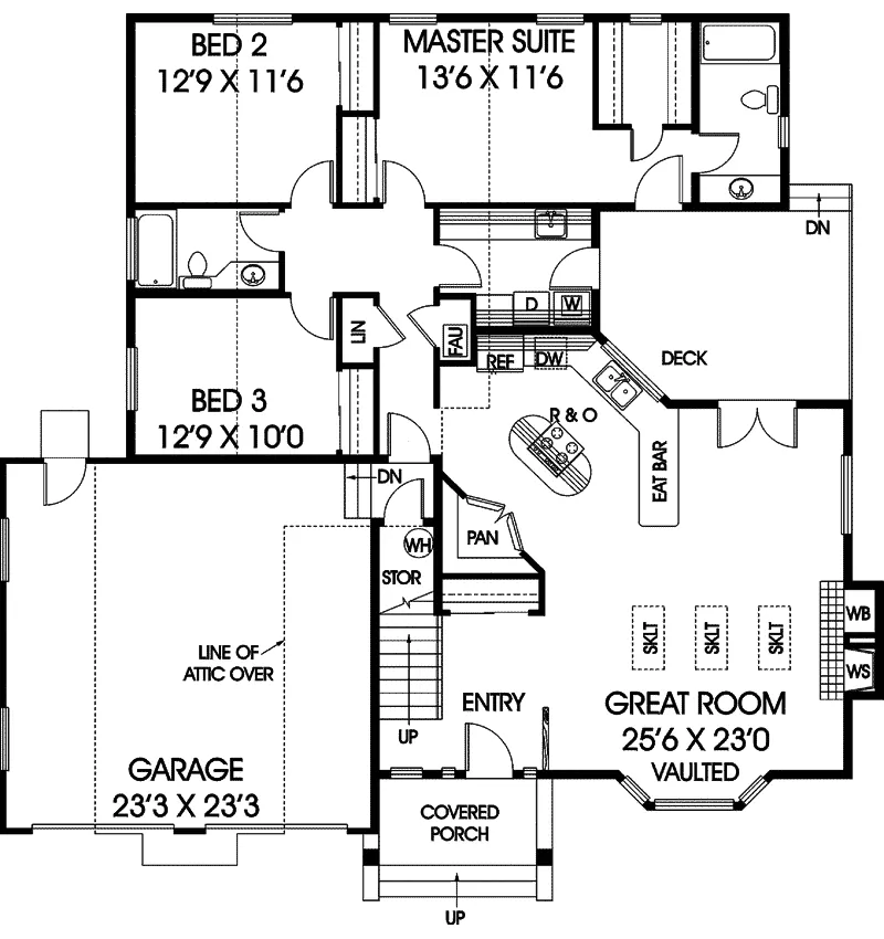 Ranch House Plan First Floor - Poplar Bluff Country Home 085D-0204 - Shop House Plans and More